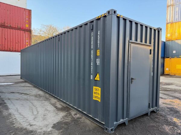 40 Fuß High-Cube Lagercontainer mit Personentür – Neu (One Way, RAL 7016)