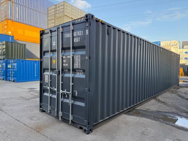 40 Fuß High-Cube Lagercontainer mit Personentür – Neu (One Way, RAL 7016)