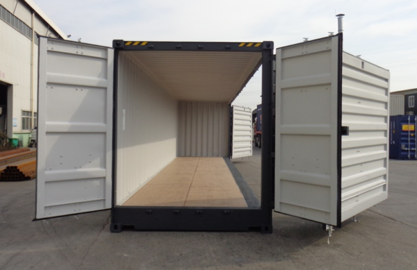 40ft-high-cube-open-side-shipping-container-new-grey-open-front-side.png 40-Fuß High-Cube Seitentür-Container – Neu