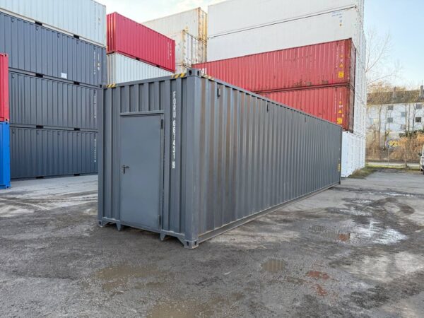 40 Fuß High-Cube Lagercontainer mit Personentür – Neu (One Way, RAL 7016)