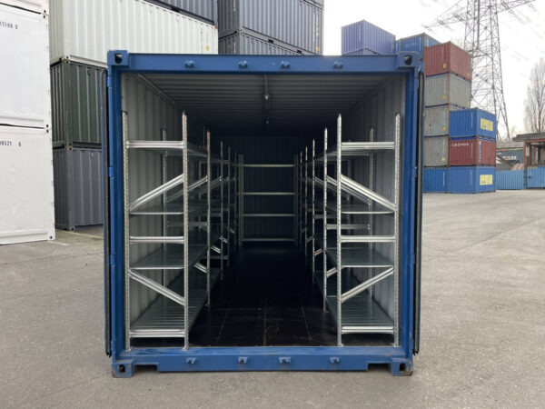 20 Fuß Lagercontainer mit Seitentür, Licht und Regalen – Neu