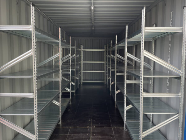 20 Fuß Lagercontainer mit Seitentür, Licht und Regalen – Neu